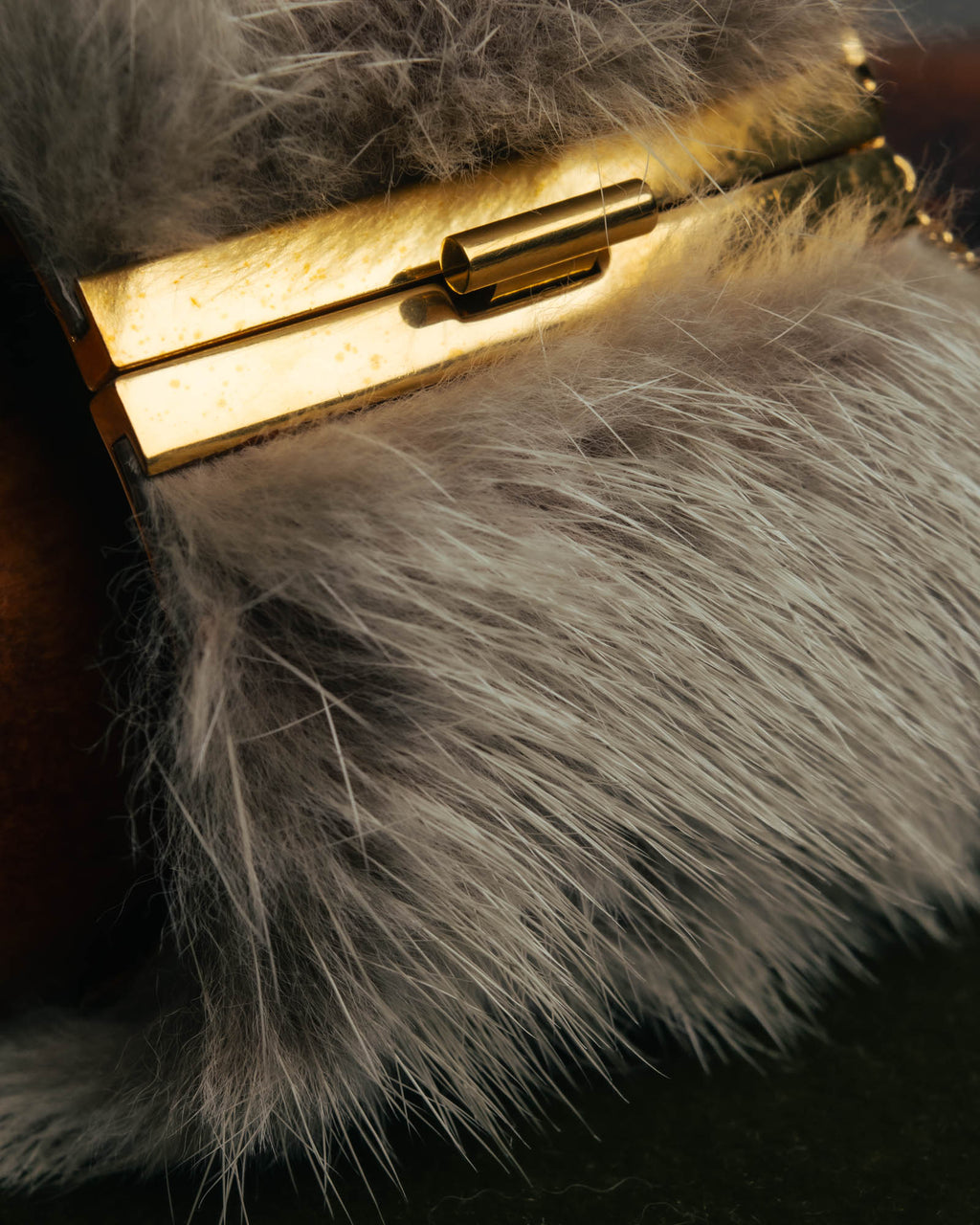 “CELINE” 2010’s Fur covered cuff bracelet