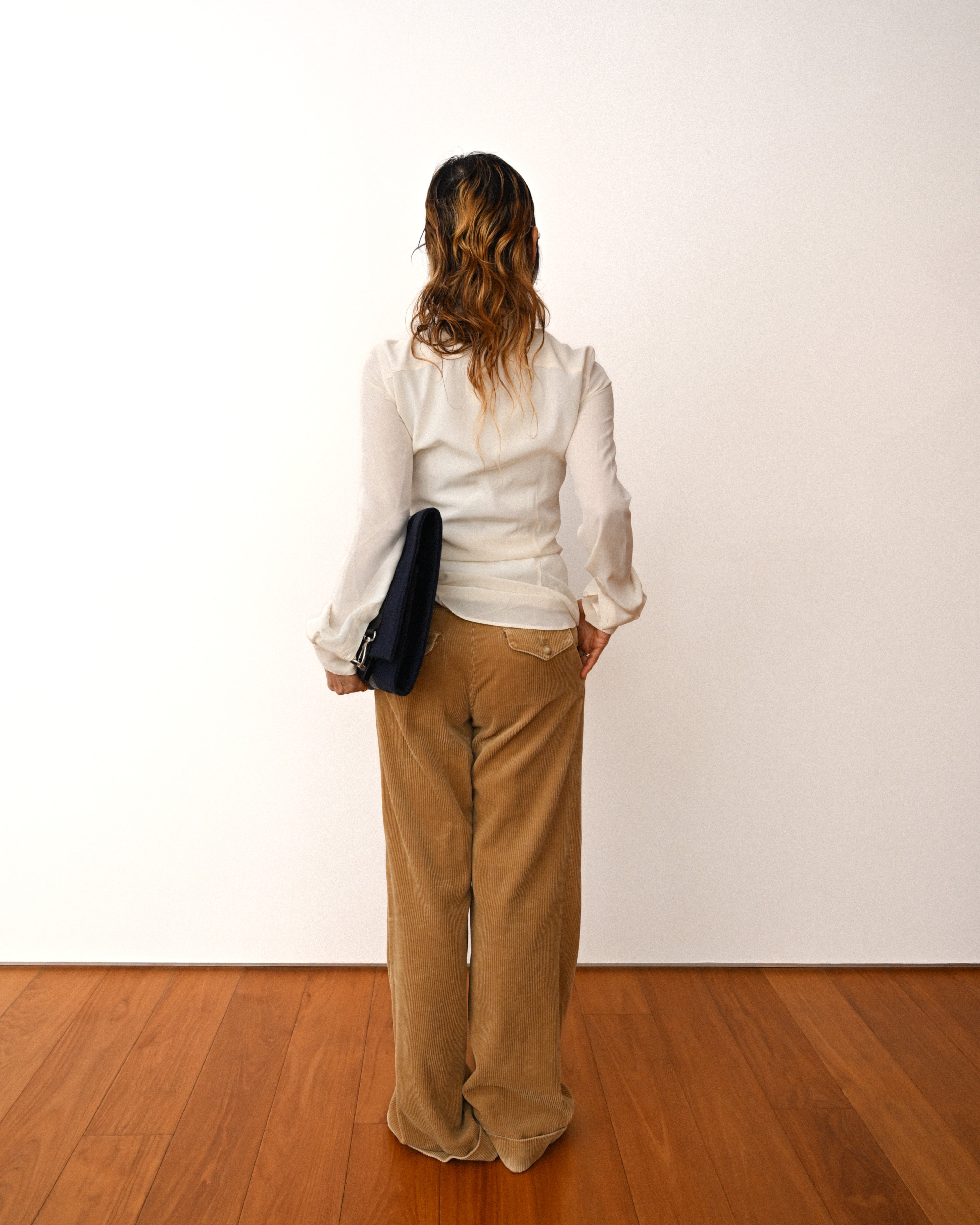 RALPH LAUREN/ Corduroy Cuffed Wide Trousers Brown