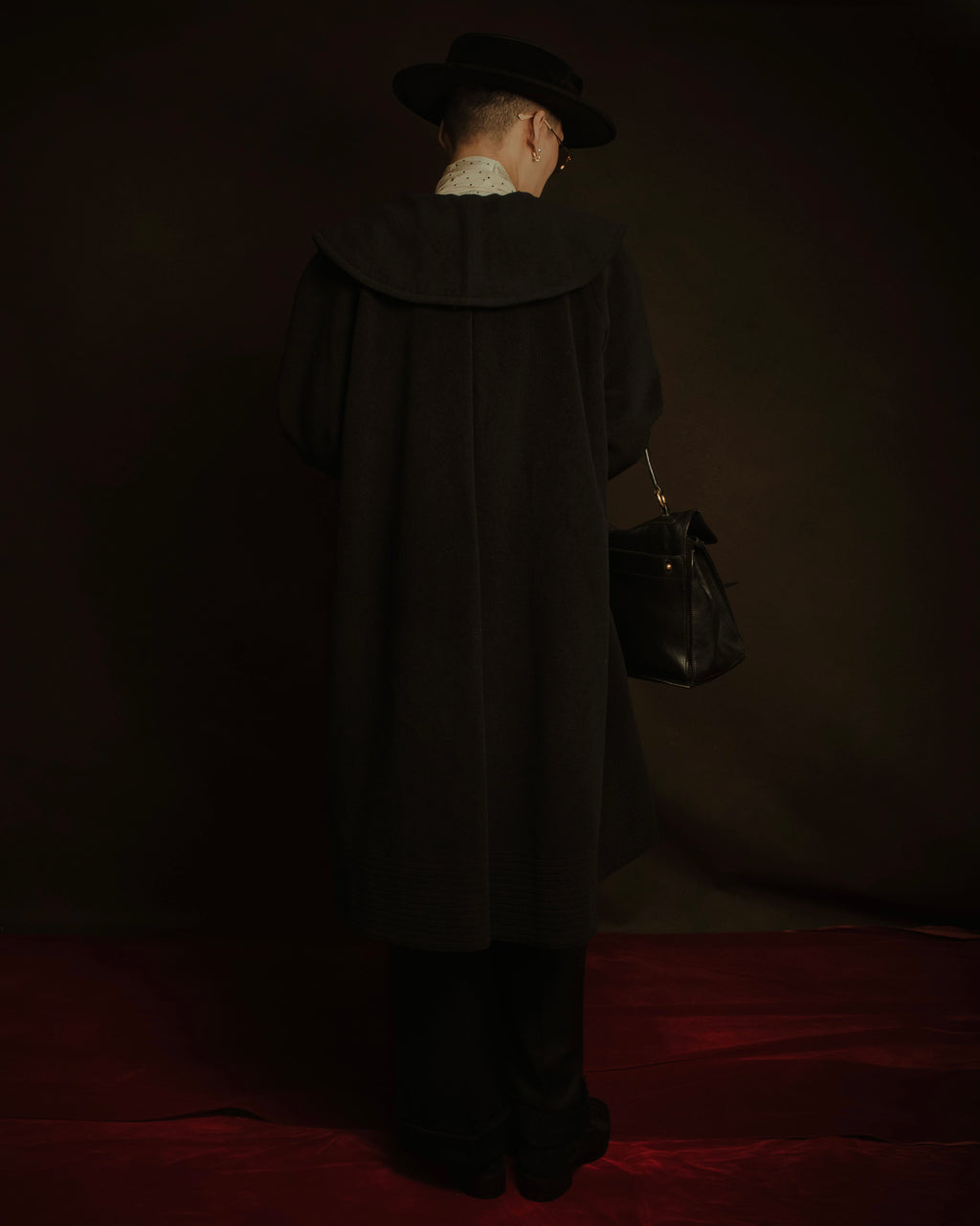 –SPECIAL– “Christian Dior” 80’s-90’s Angora blend sailor collar A-line coat