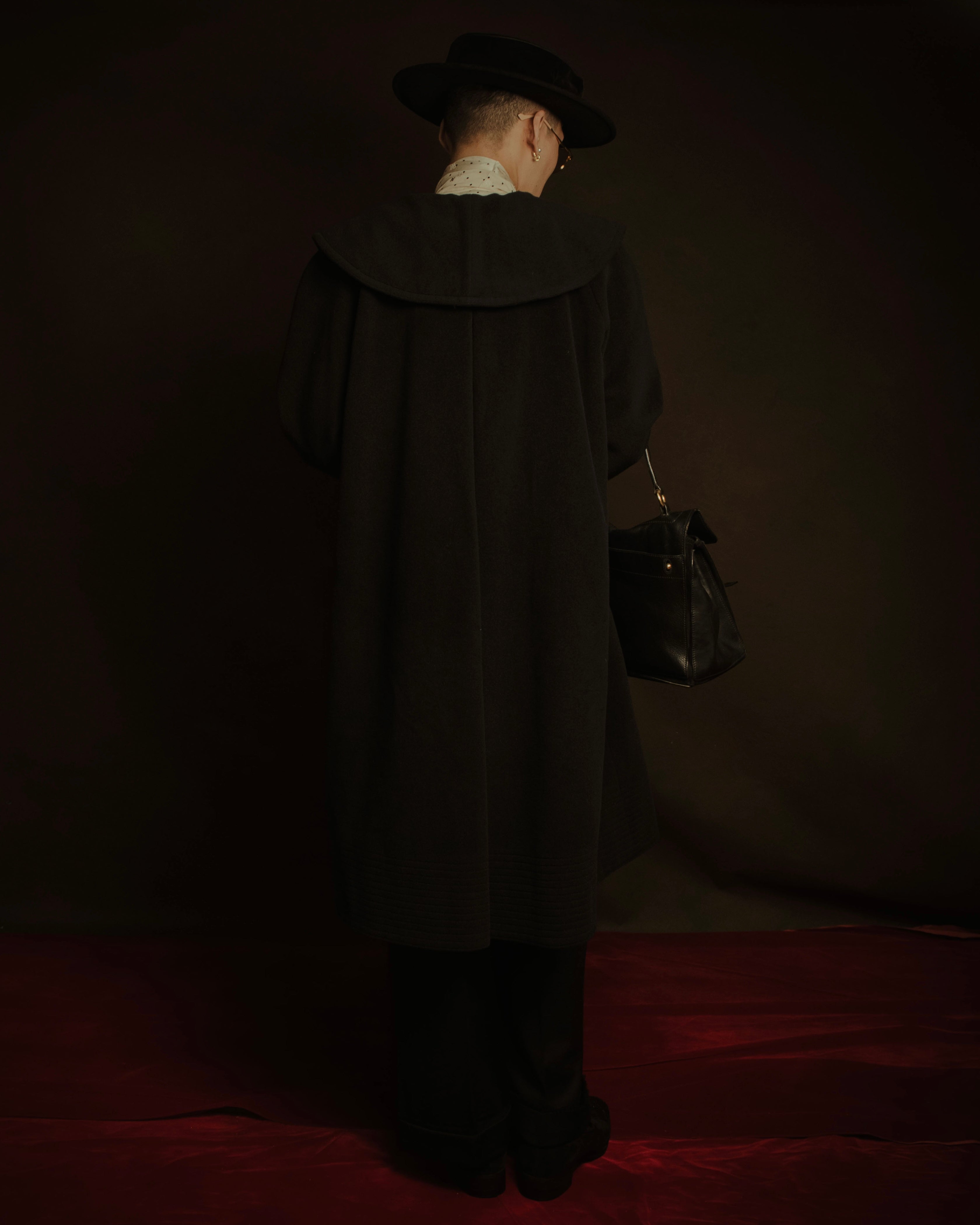 –SPECIAL– “Christian Dior” 80’s-90’s Angora blend sailor collar A-line coat