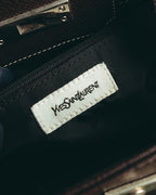 "Yves Saint Laurent" 90's-00's Classic textured leather structured top handle bag