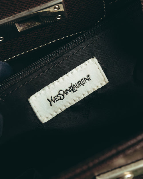 "Yves Saint Laurent" 90's-00's Classic textured leather structured top handle bag