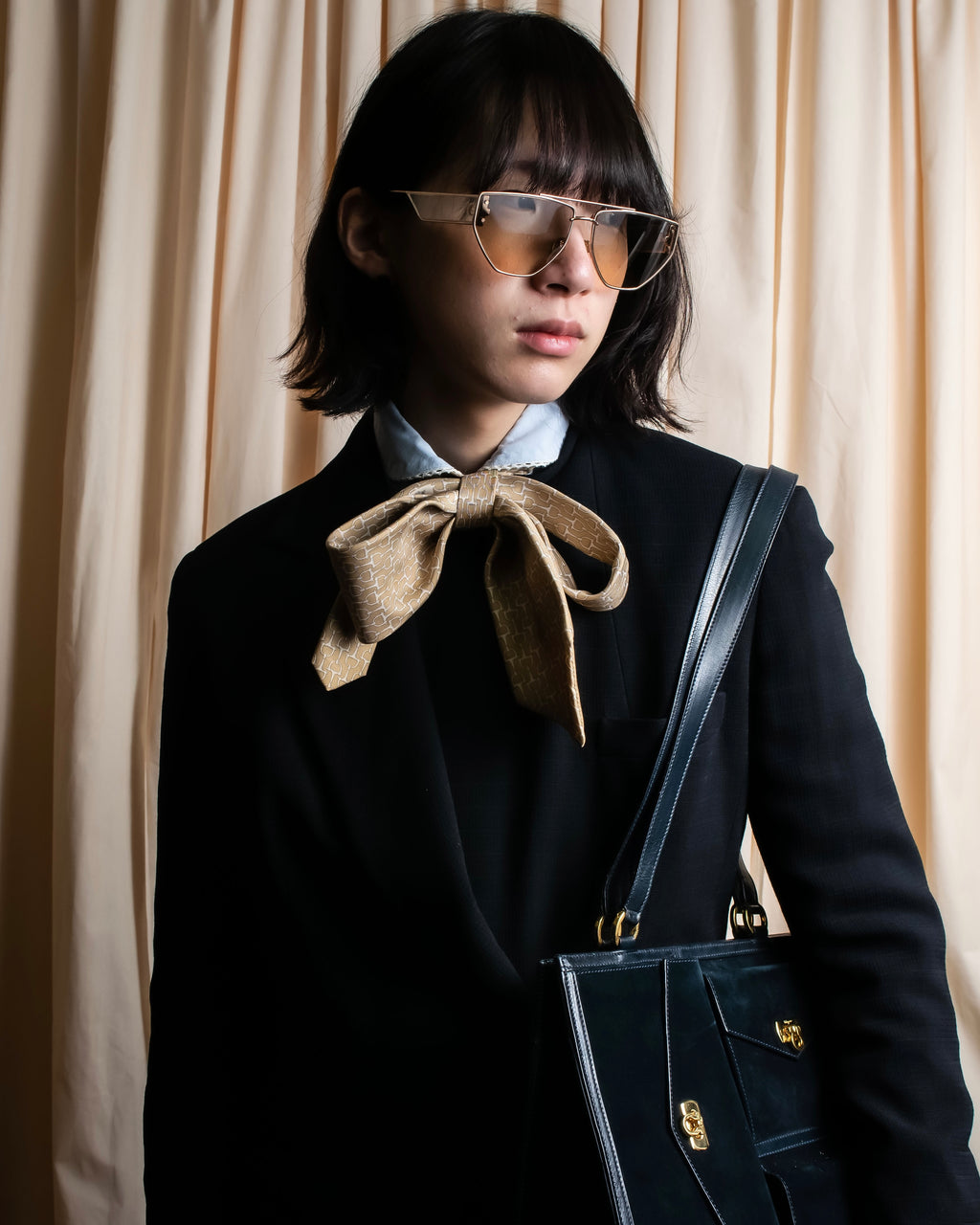 "HERMES" Horsebit motif silk necktie