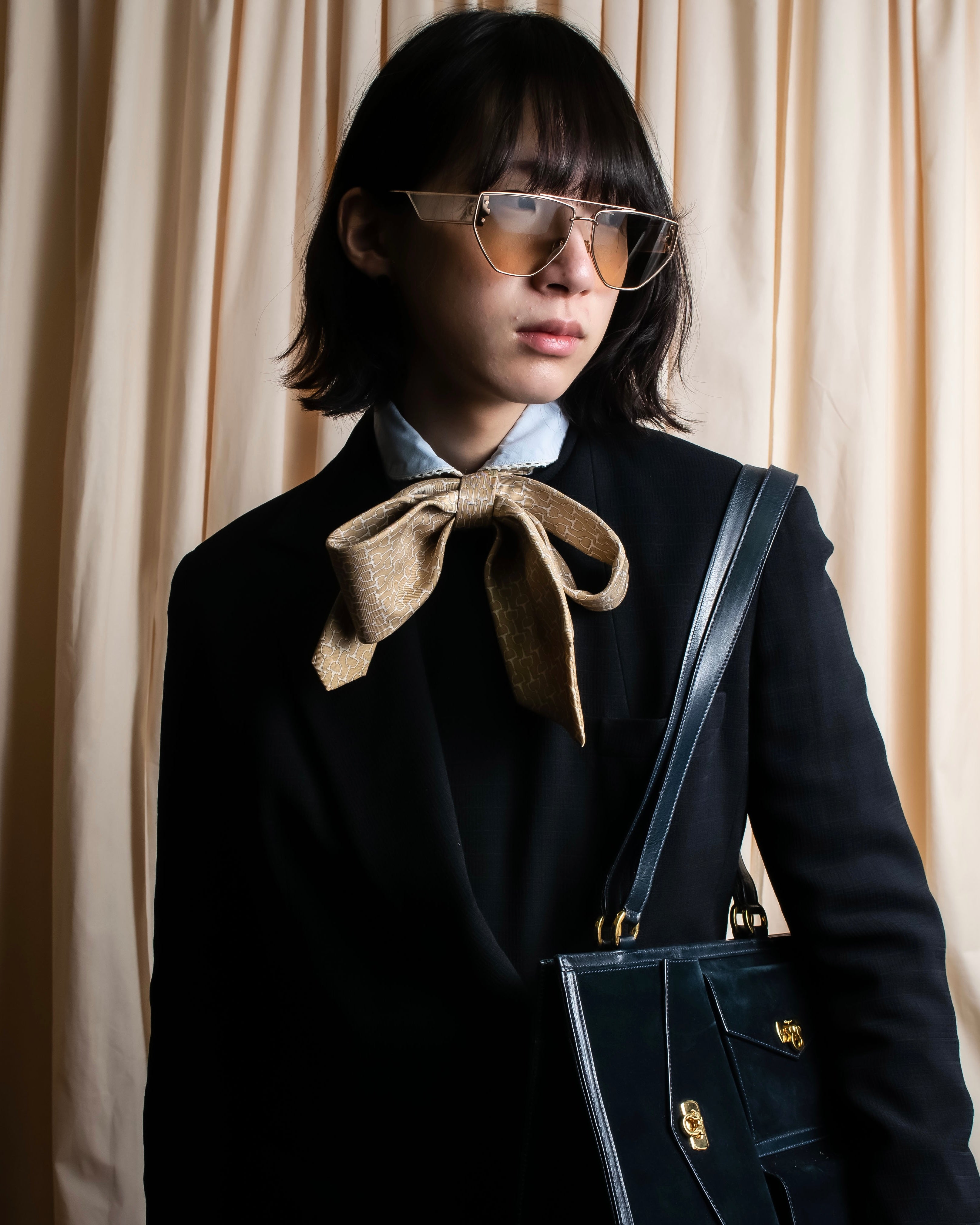 "HERMES" Horsebit motif silk necktie