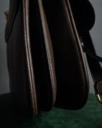 "GUCCI" Bar-shaped fastener design leather shoulder bag