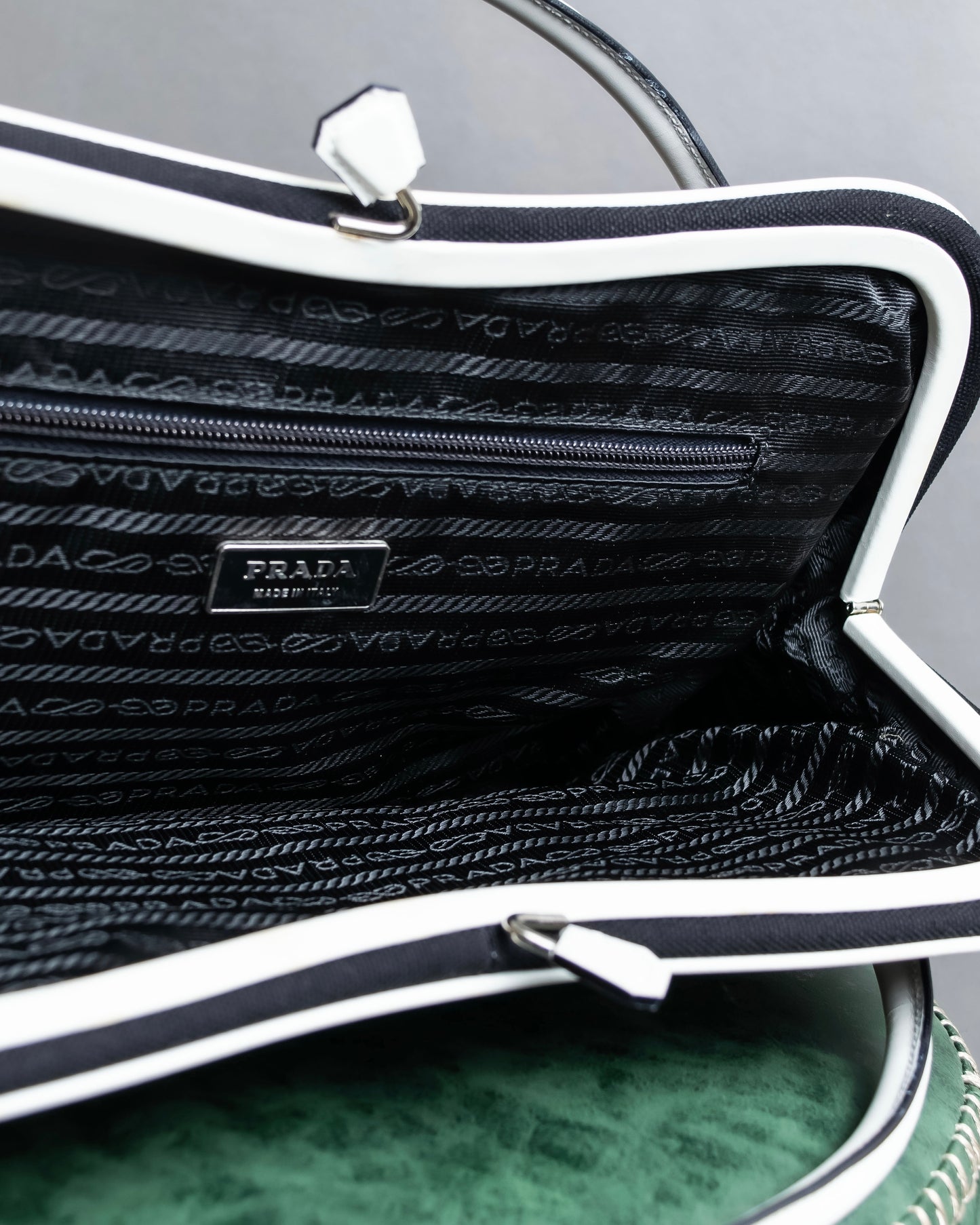 "PRADA" Clasp design monotone color bowling bag