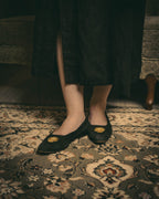 -SPECIAL- "Hermès" 80's-90's Gold embroidered suede loafers