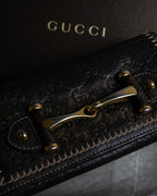 "GUCCI" GG mark embossed leather horsebit long wallet