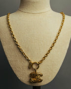 -SPECIAL- “CHANEL” 80’s-90’s Quilted cc pendant chain necklace