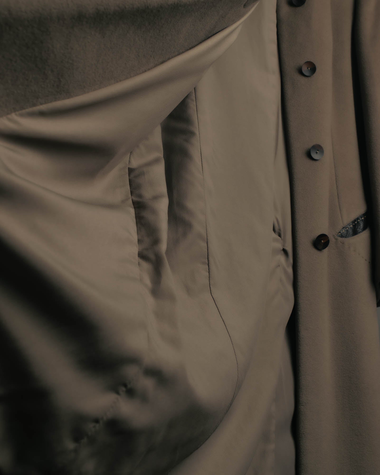 -SPECIAL- "FENDI" 90's-00's Cashmere blend long coat with leather contrast