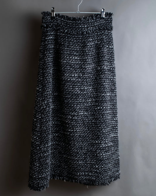 "Dolce & Gabbana" Tweed raw edge flared skirt