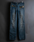"Dolce & Gabbana" Gold zip detail distressed straight denim