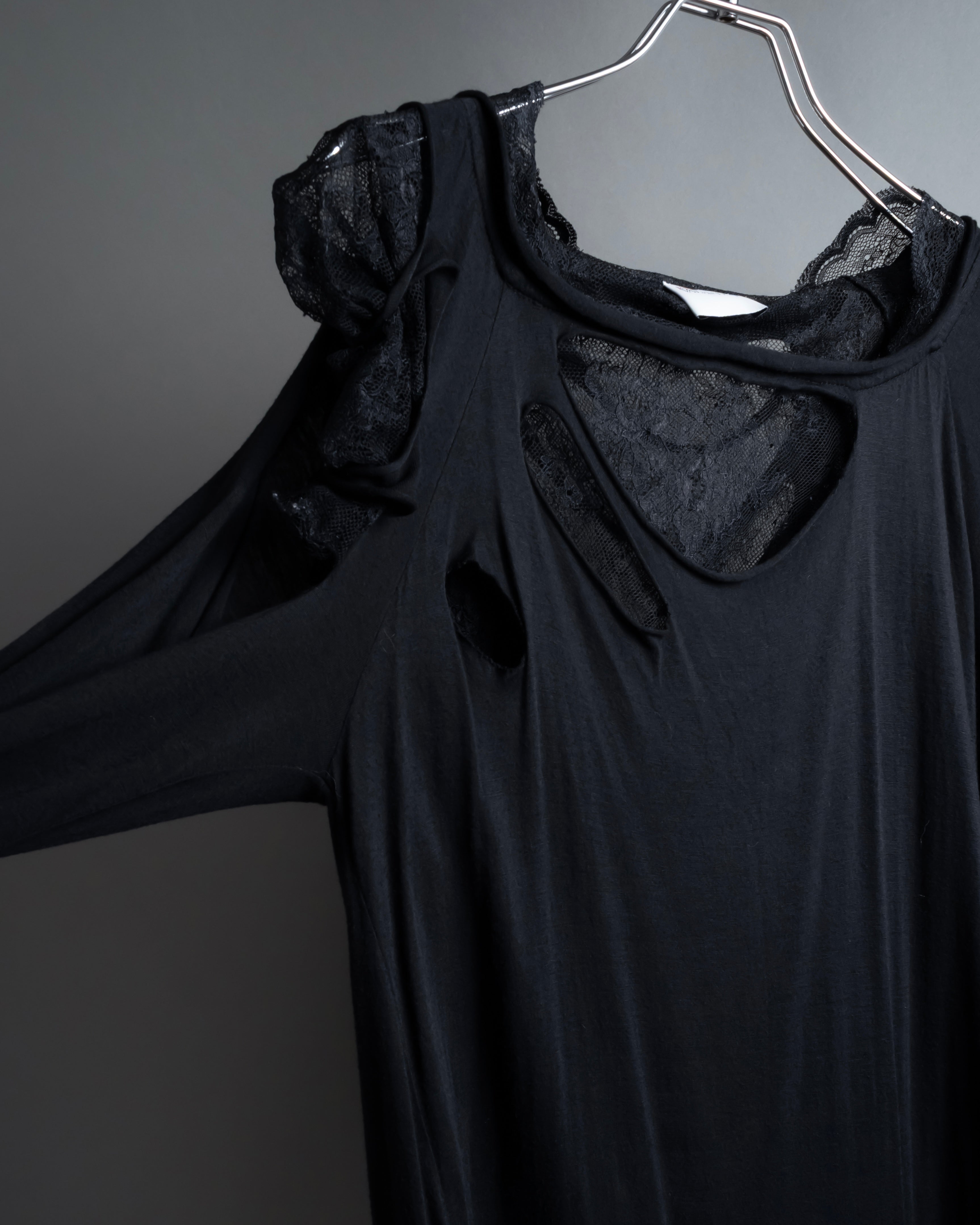 "RED VALENTINO" Distressed tulle skirt docking long pullover