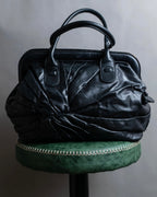 "VALENTINO" pleated gather design nappa leather one shoulder bag