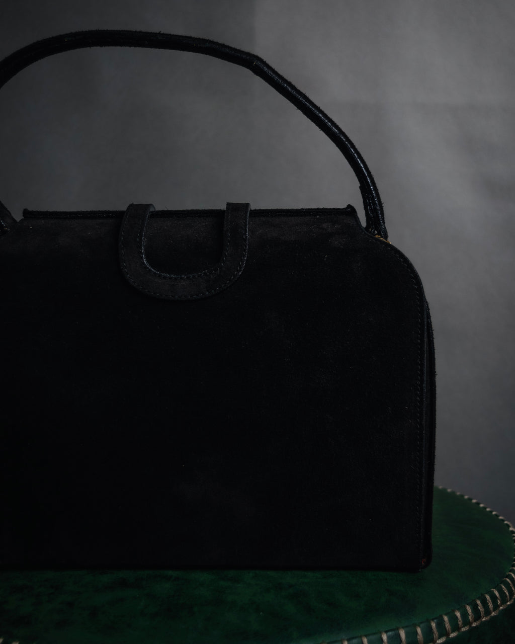 –SPECIAL– "CELINE" 70’s-80’s suede top handle ring closure handbag