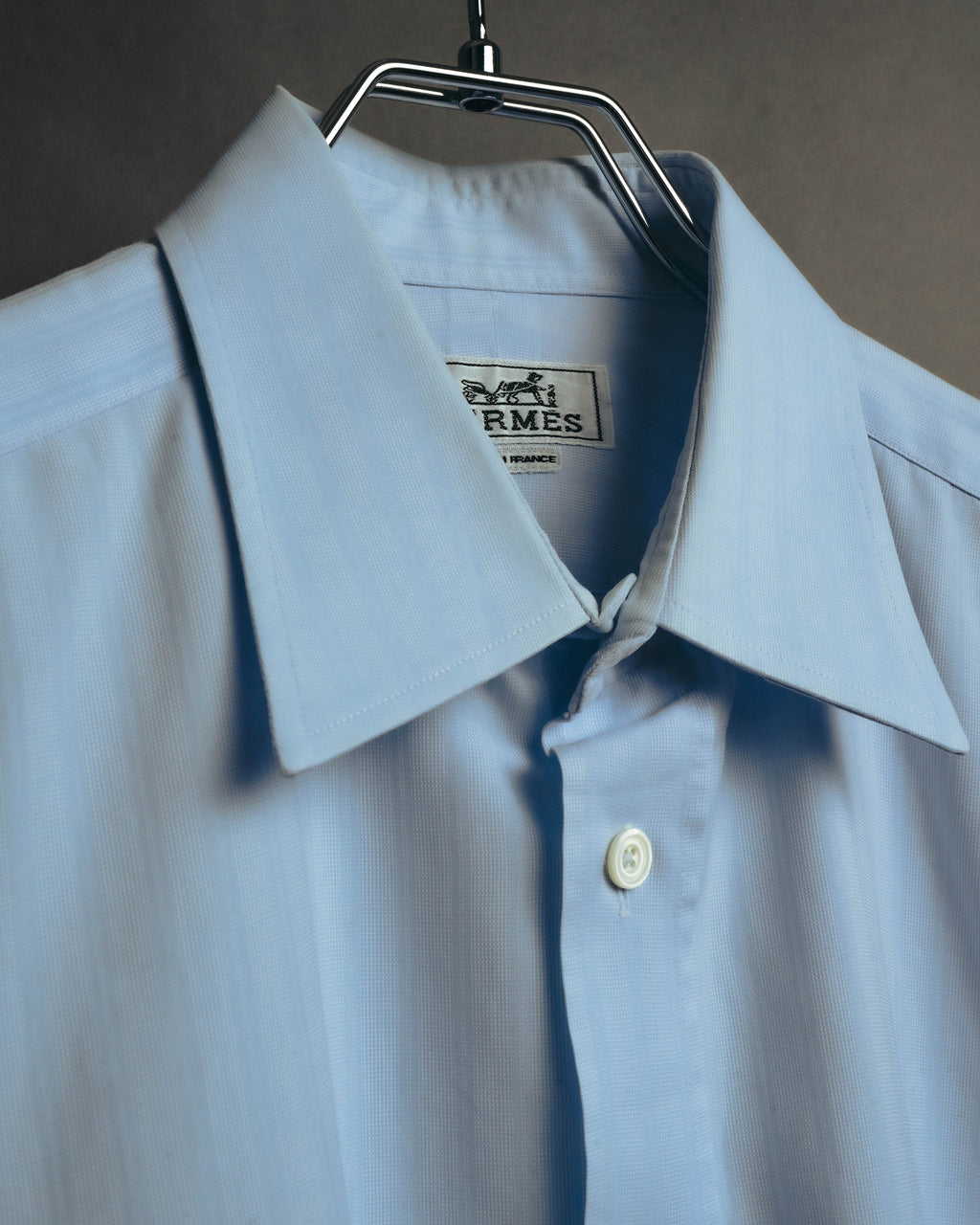 "Hermès" Vintage subtly woven cotton dress shirt