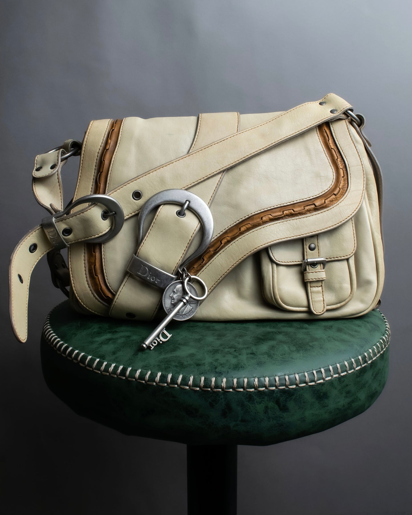 "Christian Dior" Gaucho saddle one shoulder leather bag