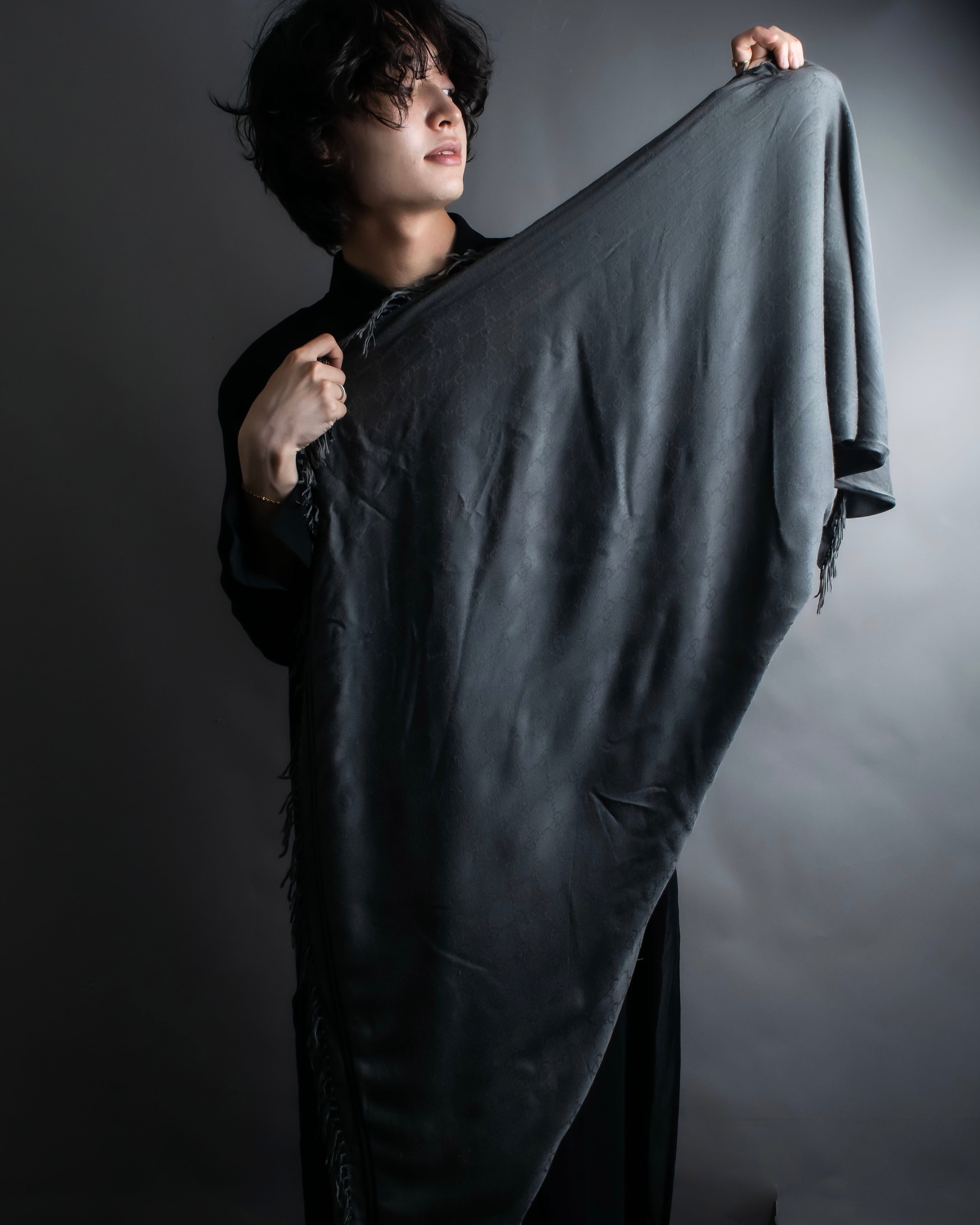 "GUCCI" GG pattern fringe detail scarf