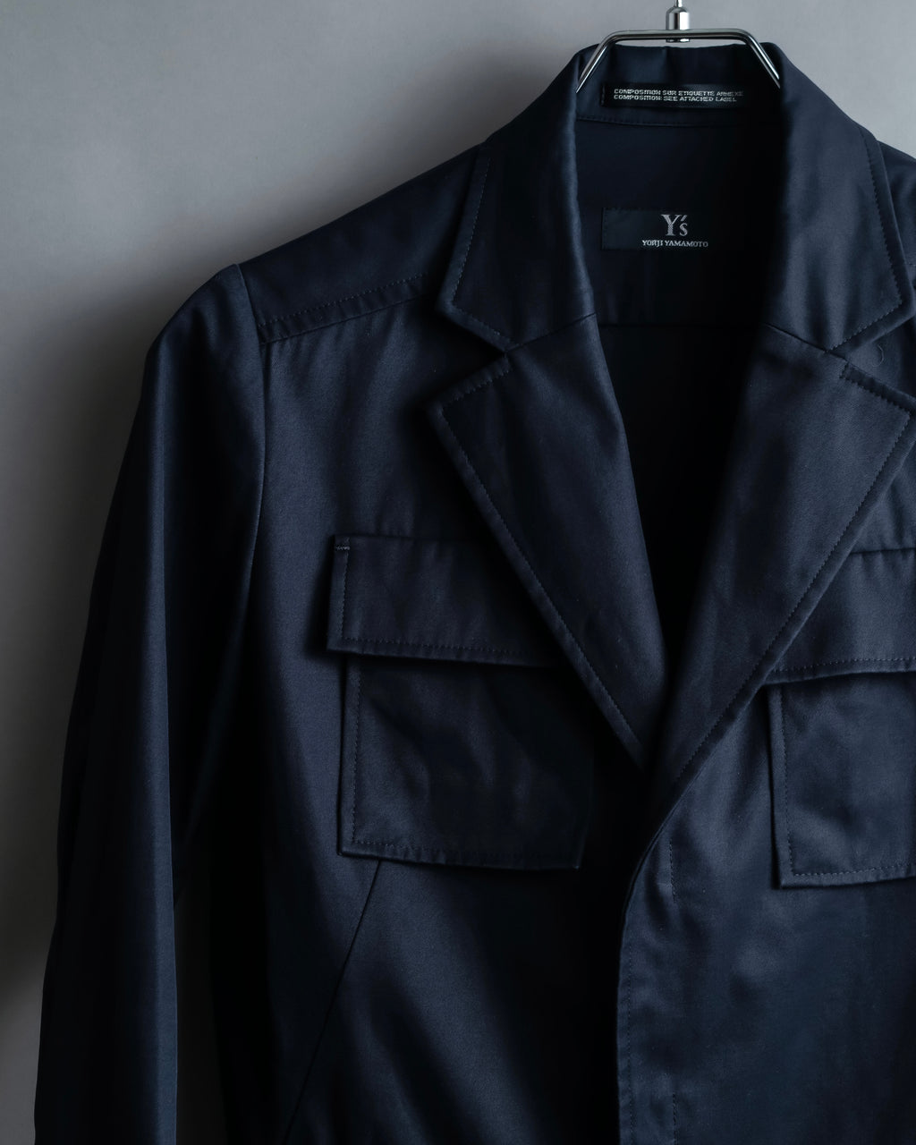 "Y's" 4 pocket military detail black tailored jacket