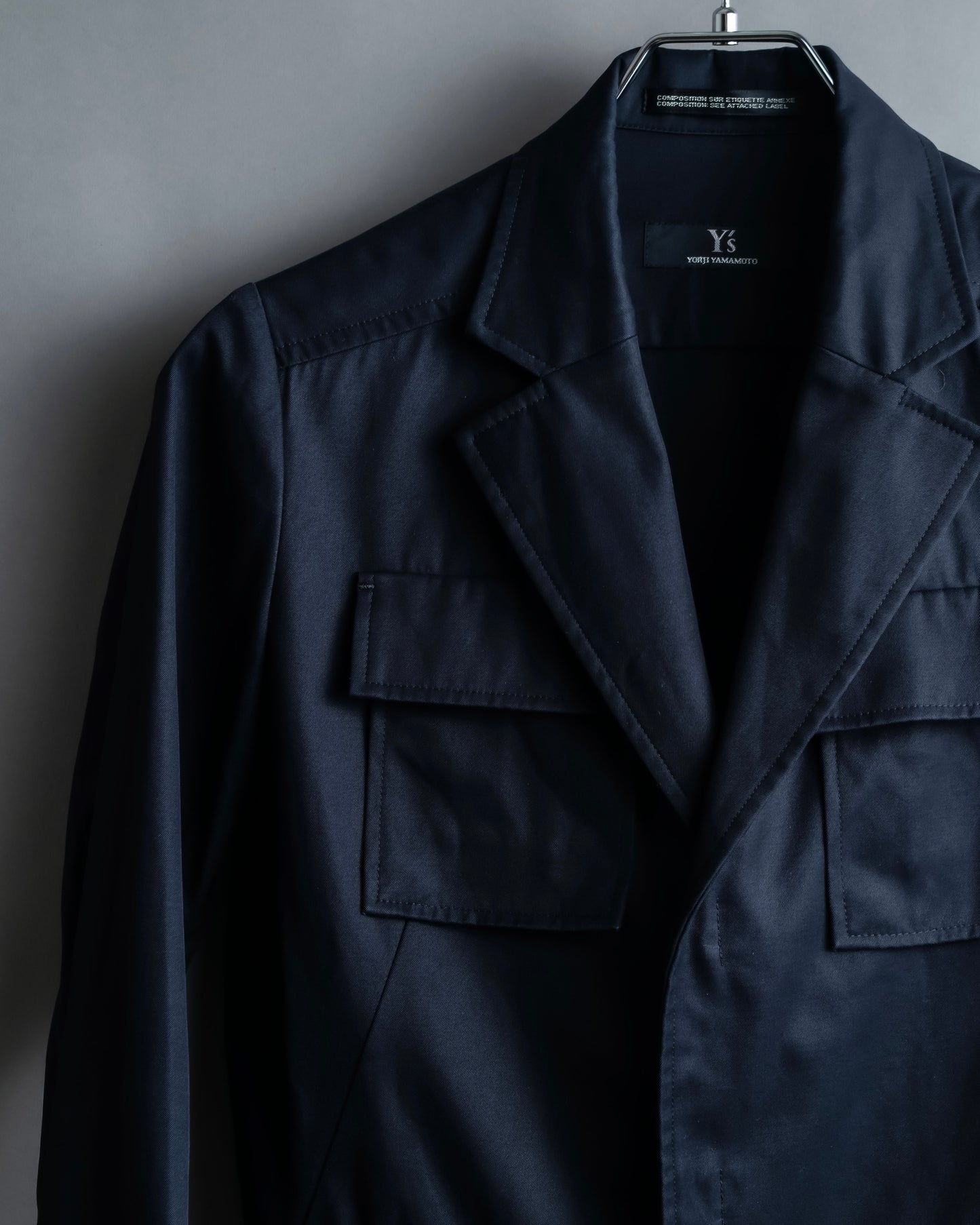 "Y's" 4 pocket military detail  black tailored jacket