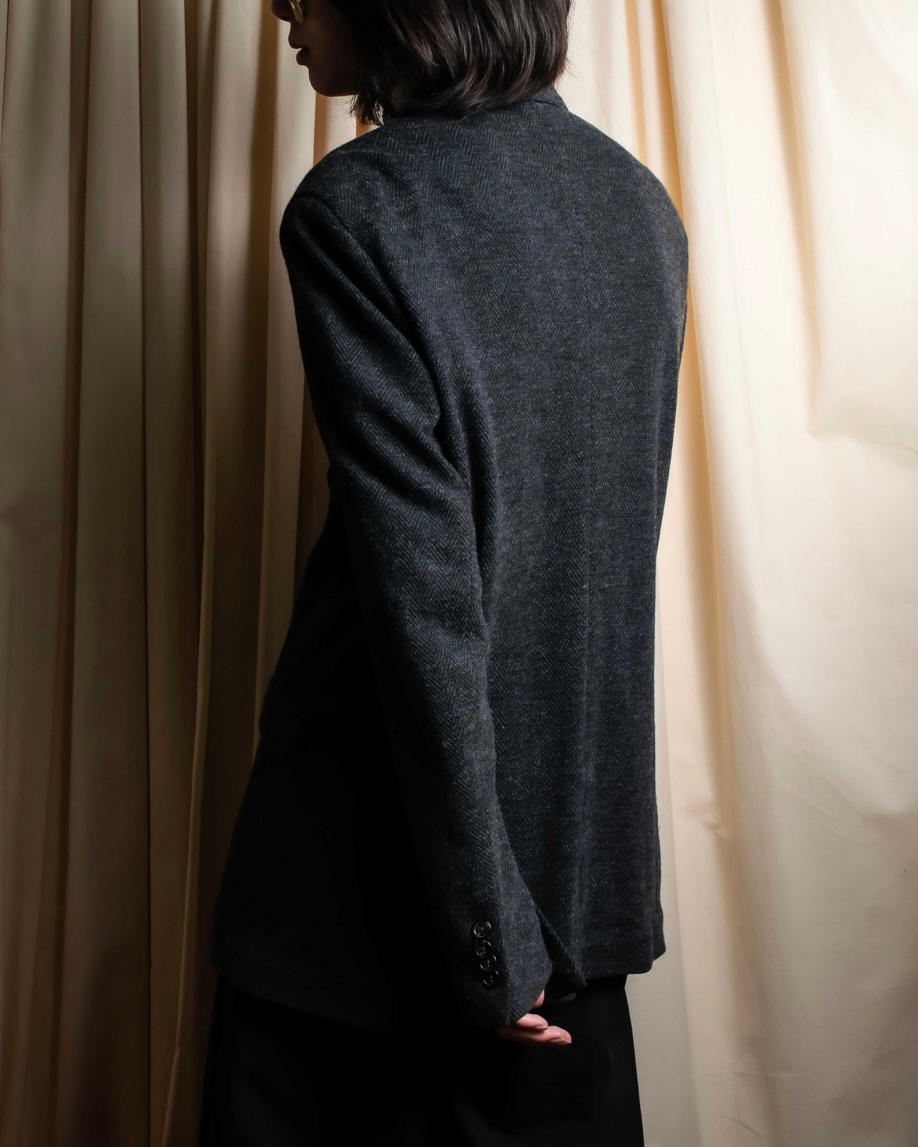 "POLO Ralph Lauren" Herringbone weave charcoal gray tailored jacket