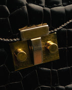 -SPECIAL- "TIFFANY & CO." 70's-80's Shiny crocodile top handle bag