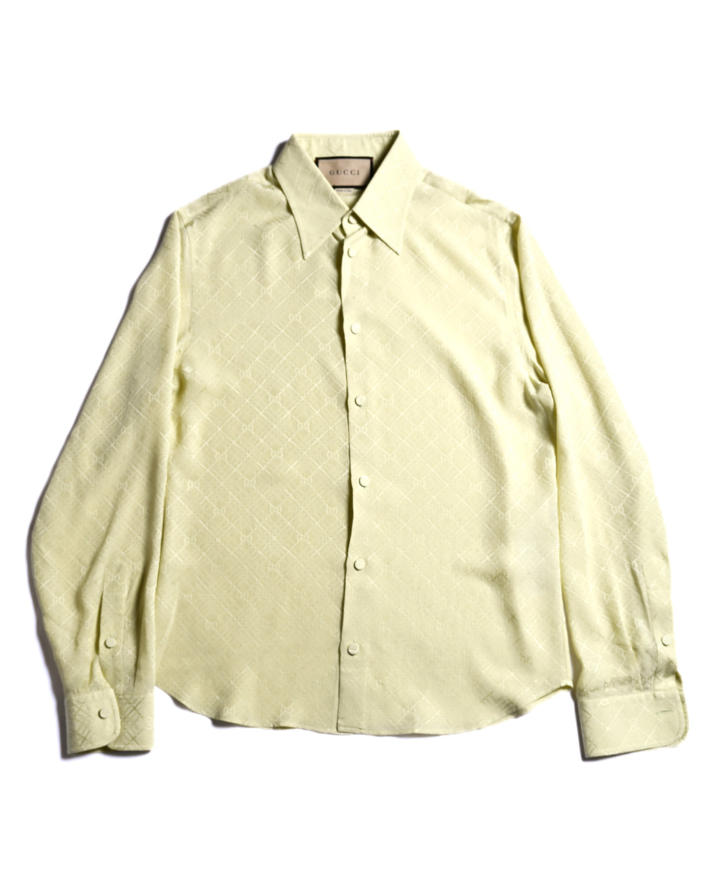GUCCI/ GG Pattern Designed Silk Shirt Yellow