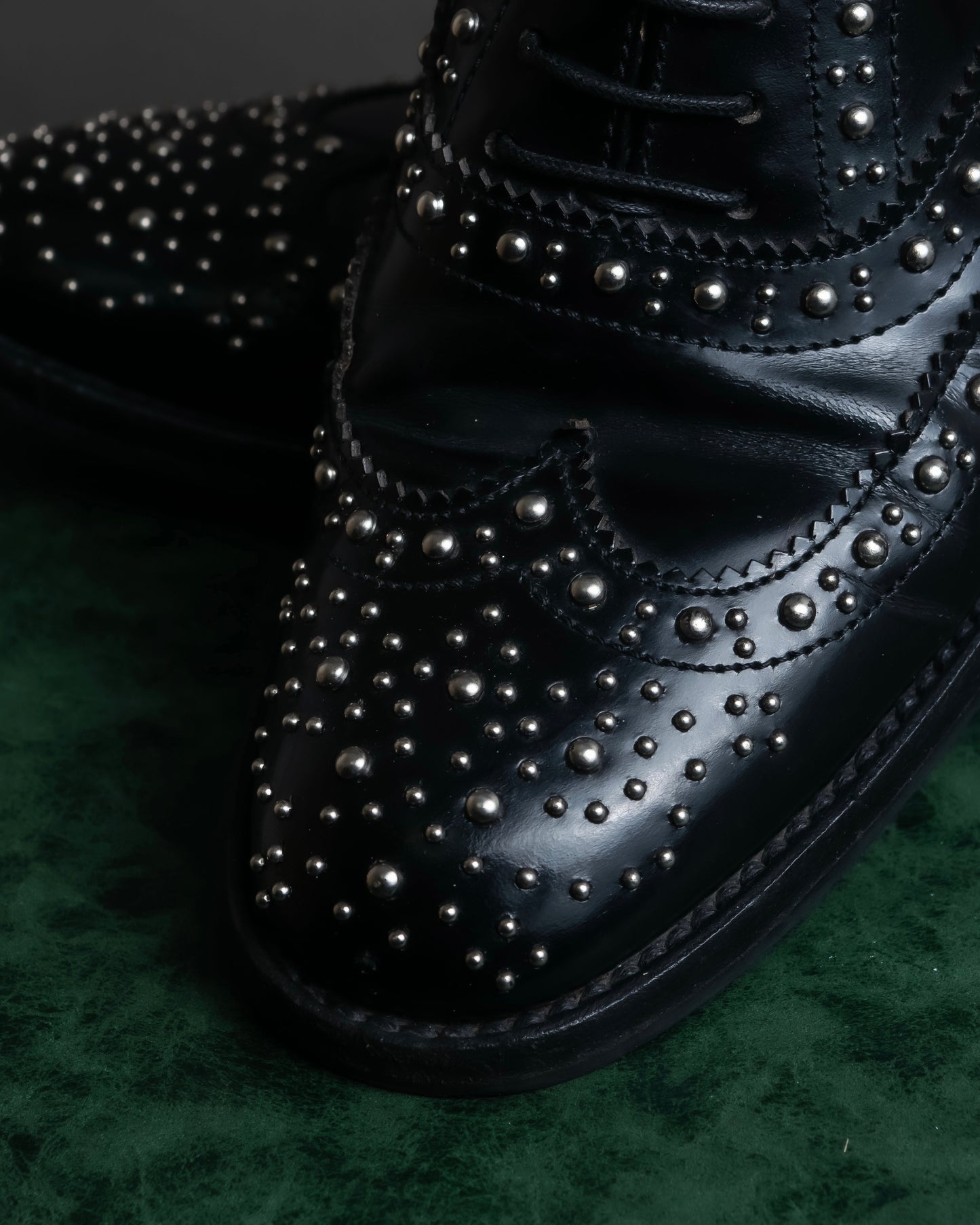 "Church’s" Silver stud design wingtip derby shoes