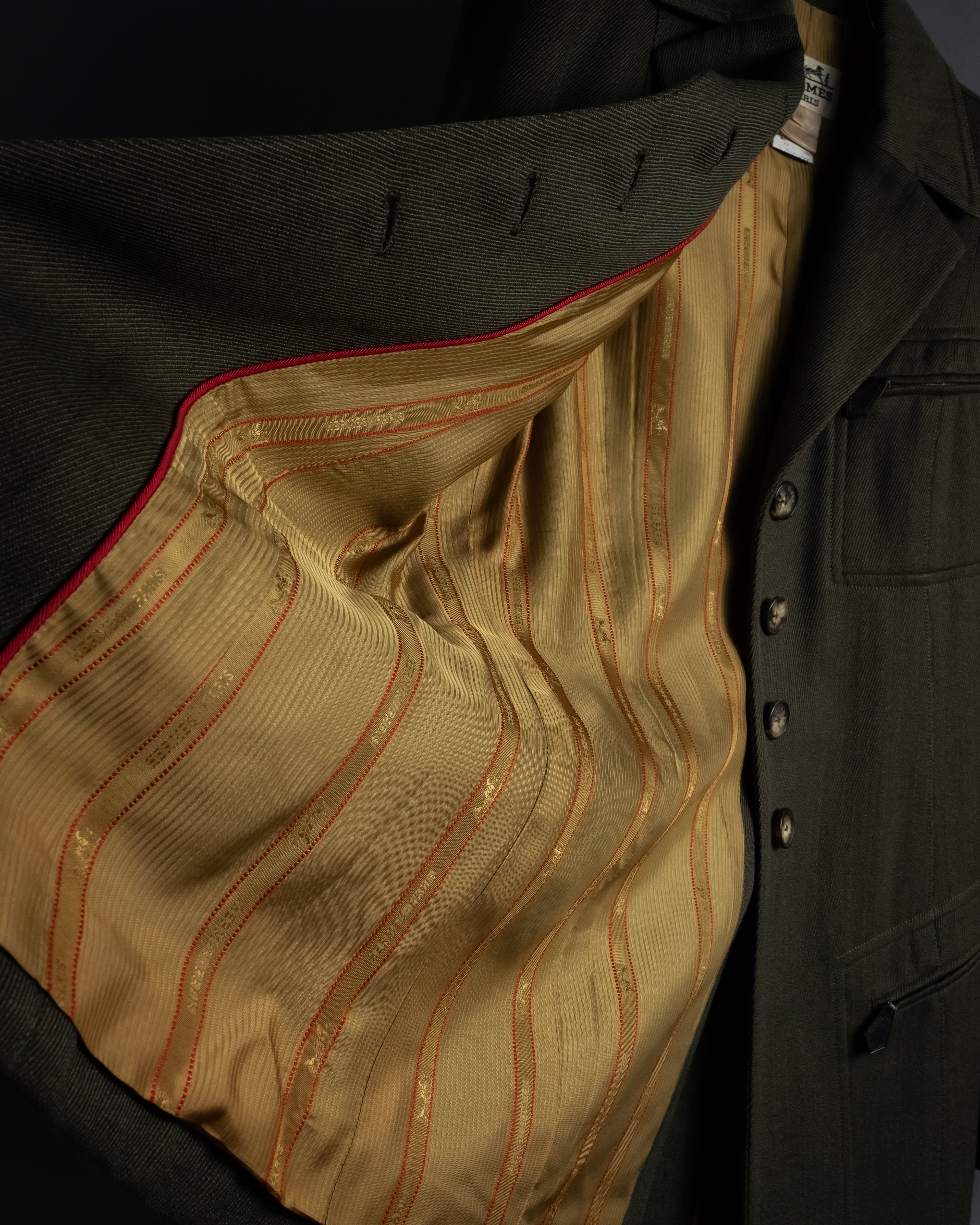 -SPECIAL- "HERMES" 90's Military-inspired zip design tailored jacket