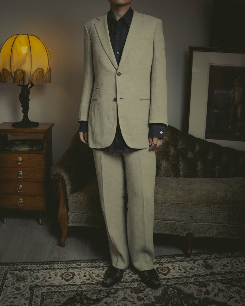 -SPECIAL- “HERMES” 80’s-90’s Herringbone linen suit set