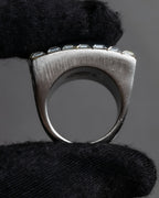 "CHANEL" 00AW Karl Lagerfeld period clear stone design logo engraved ring