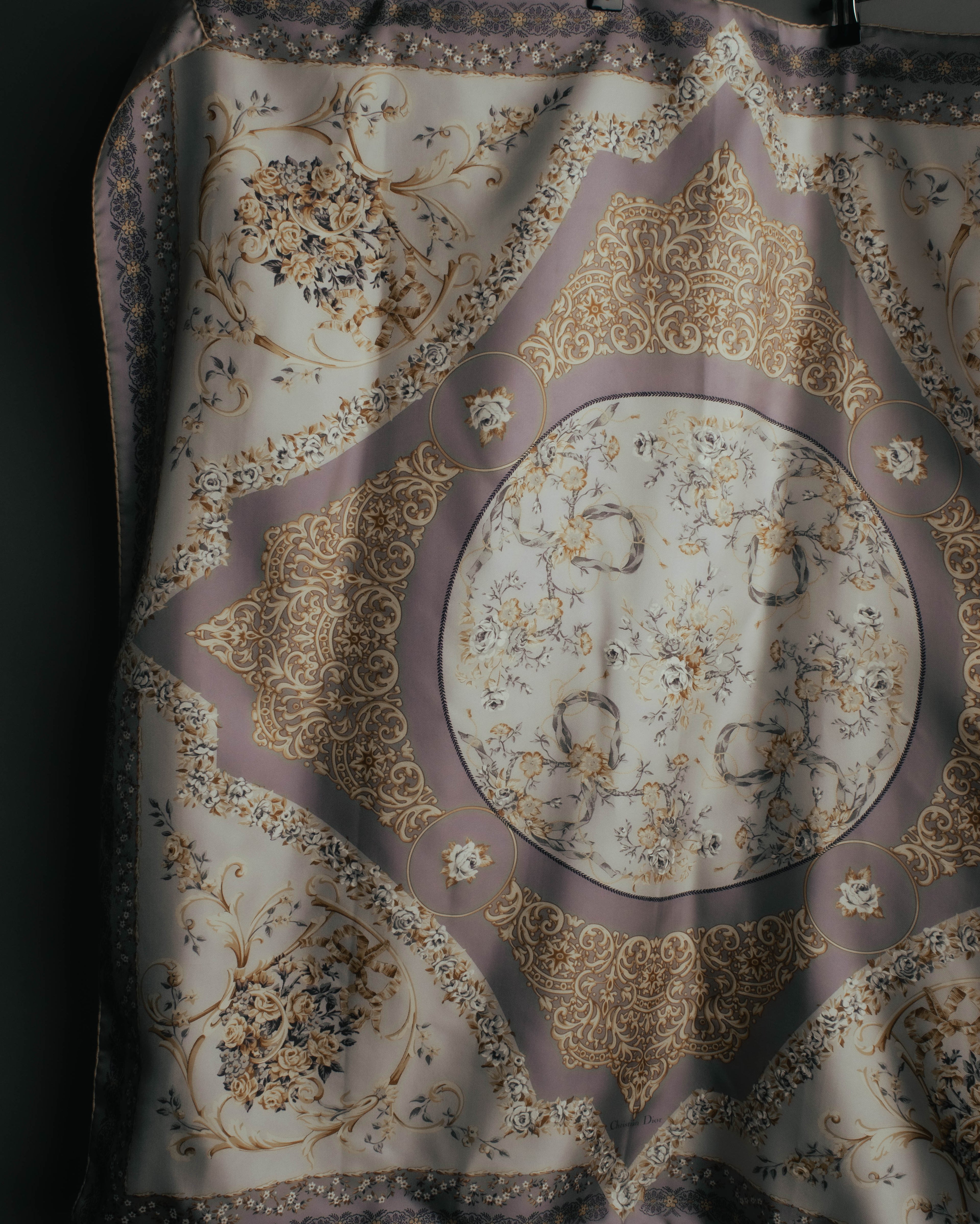 "Christian Dior" 80's-90's Elegant floral silk scarf