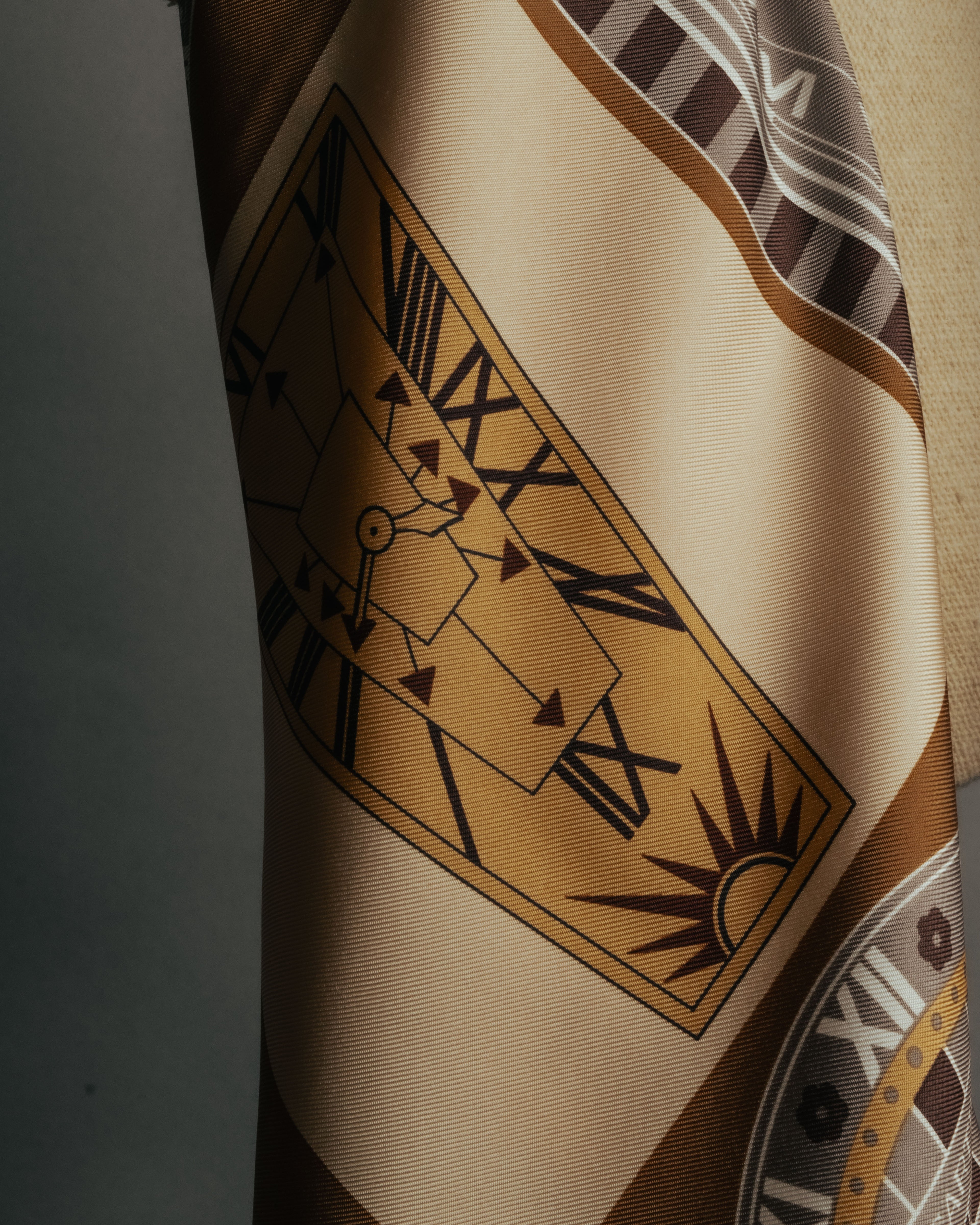 “Cartier“ 80’s-90’s Timepiece motif silk scarf