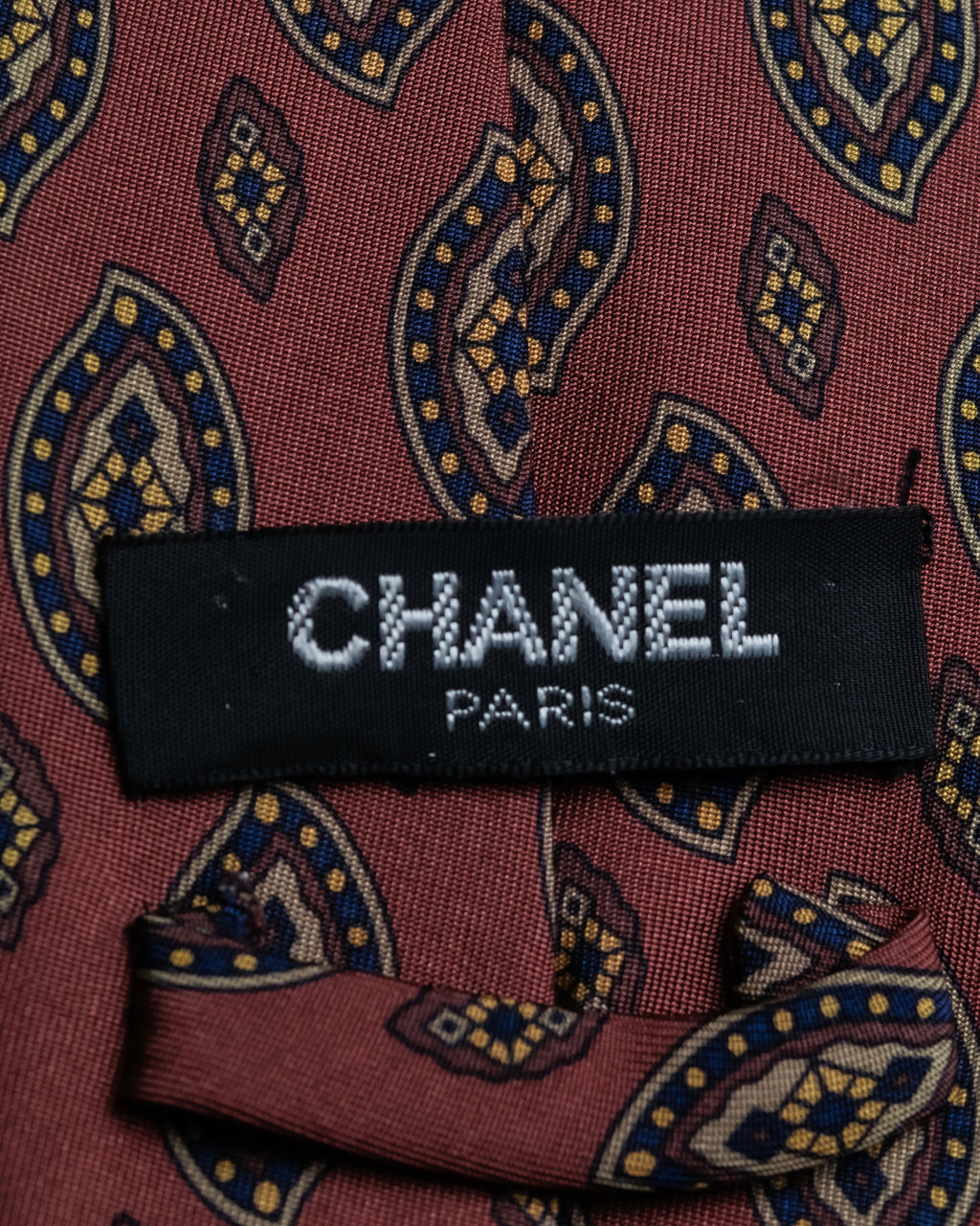 "CHANEL" Paisley pattern silk necktie