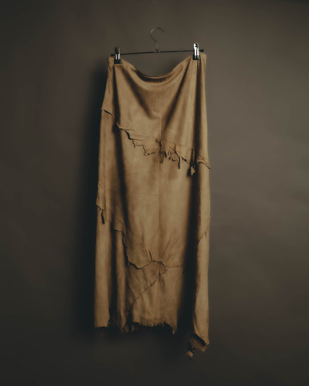“DOLCE&GABBANA” 1999-2003 Distressed suede patchwork maxi skirt