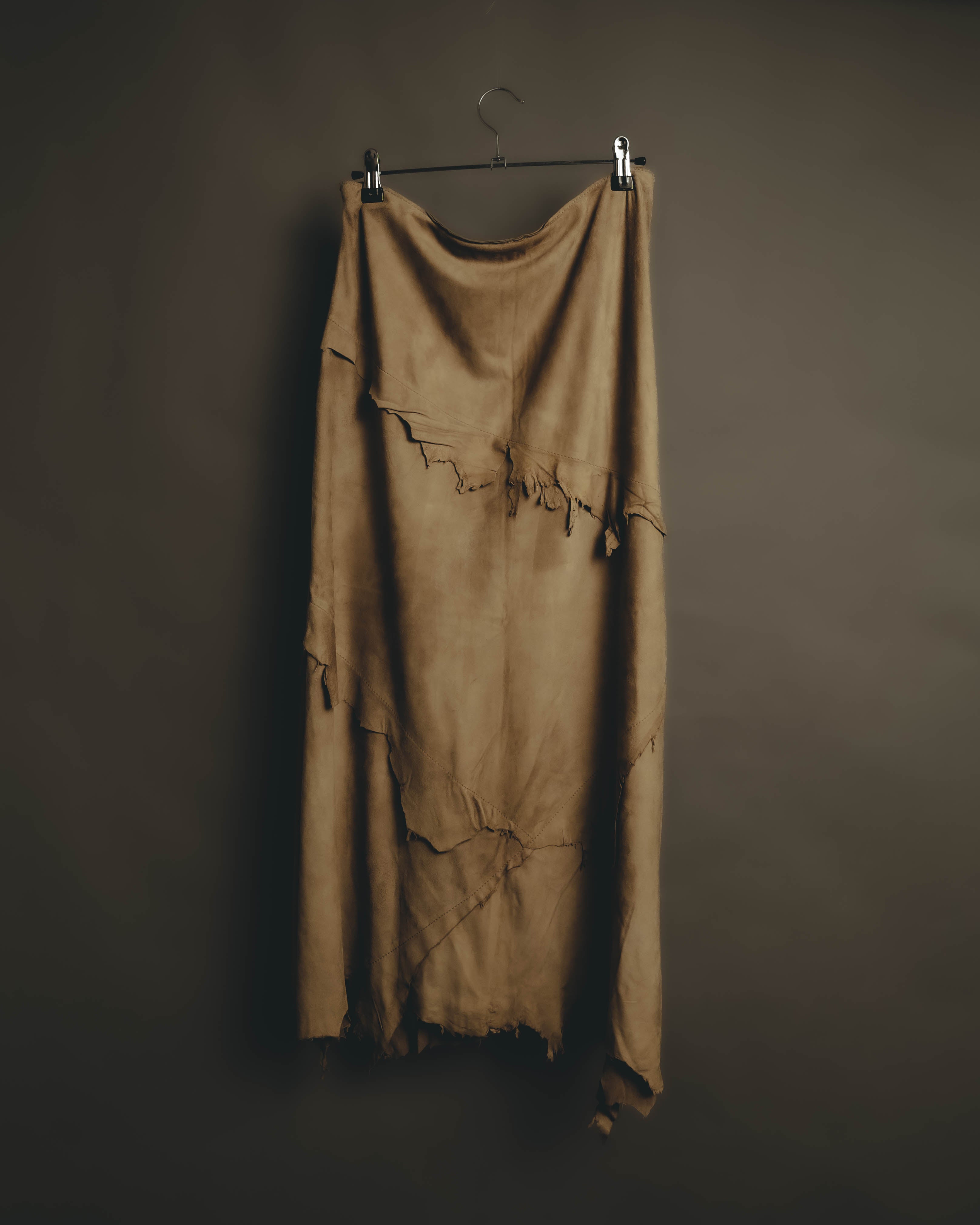 “DOLCE&GABBANA” 1999-2003 Distressed suede patchwork maxi skirt