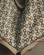 "GUCCI" 80's-90's Horsebit print square silk scarf