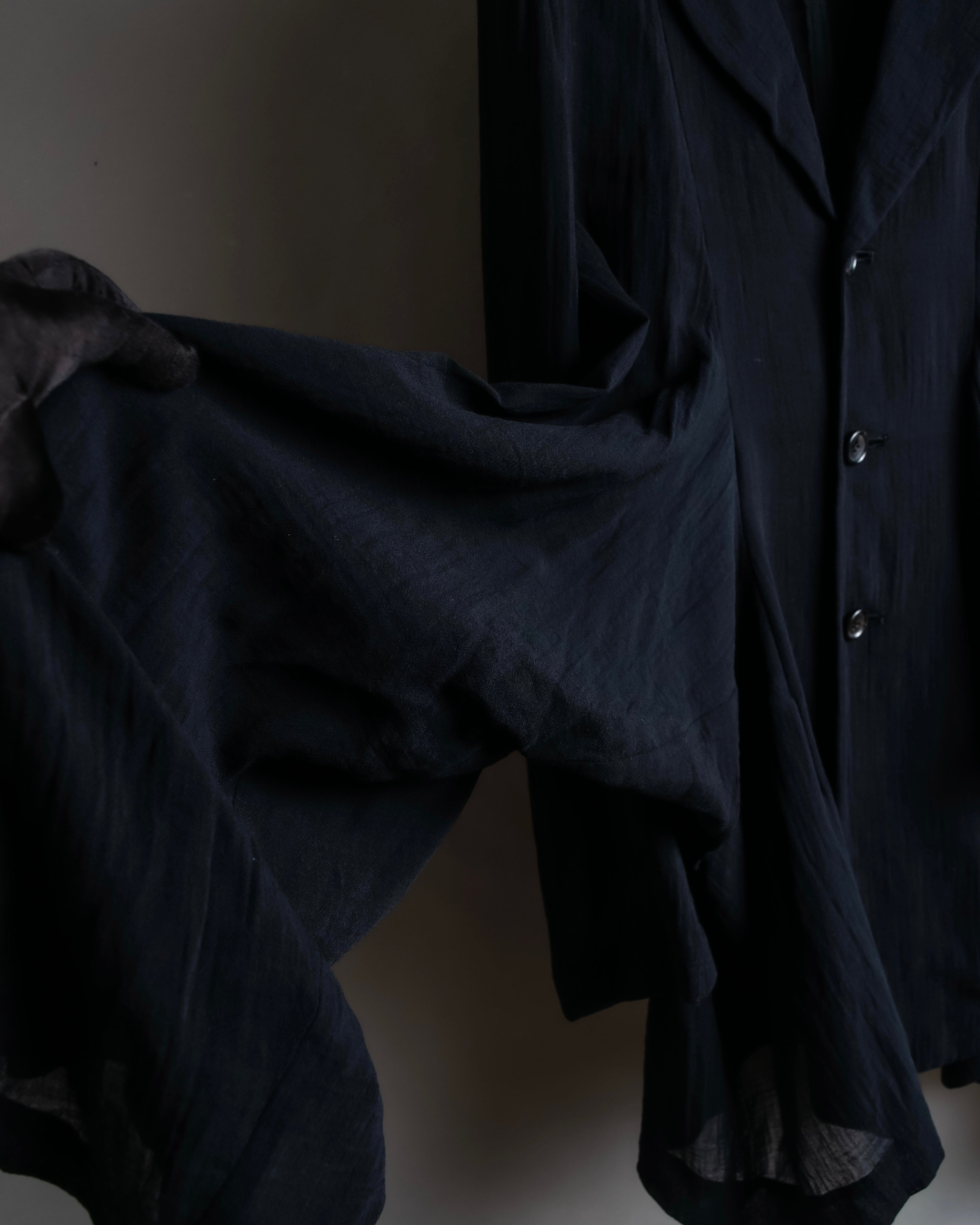 "COMME des GARCONS" 99SS sheer drape docking detail tailored jacket