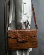 "GIORGIO ARMANI" crocodile leather box shoulder bag