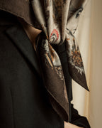 "HERMES" 80's Carré 90 Les Champignons II silk scarf