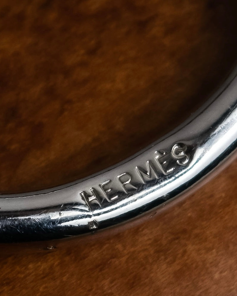 "HERMES" Jumbo silver scarf ring