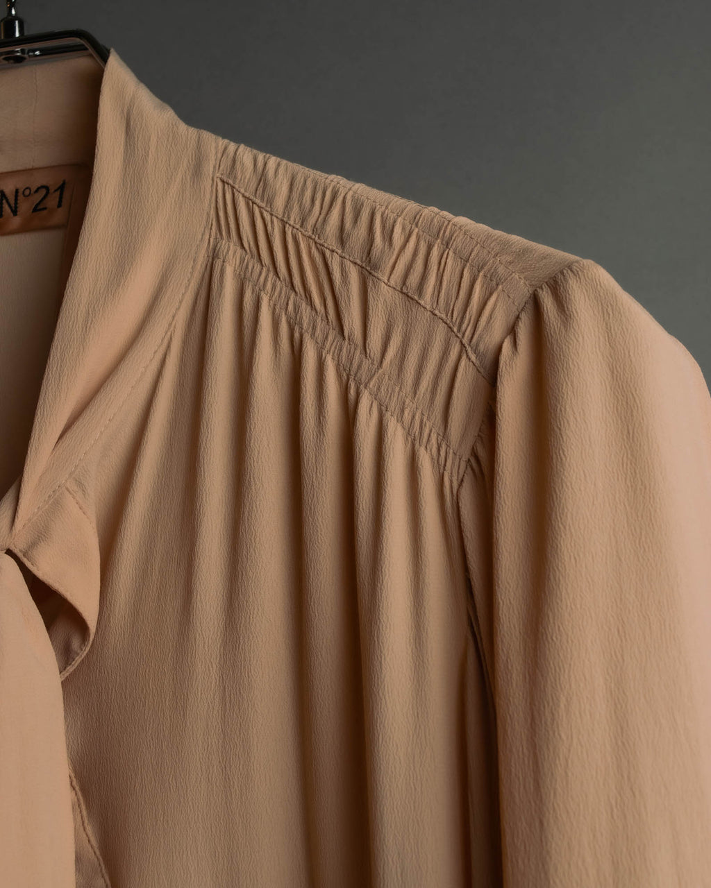 "N°21" 2020's Asymmetric bow tie acetate silk blouse