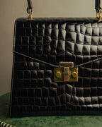 -SPECIAL- "TIFFANY & CO." 70's-80's Shiny crocodile top handle bag