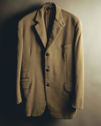 -SPECIAL- "Hermès" 80's-00's Leather collar tailored blazer
