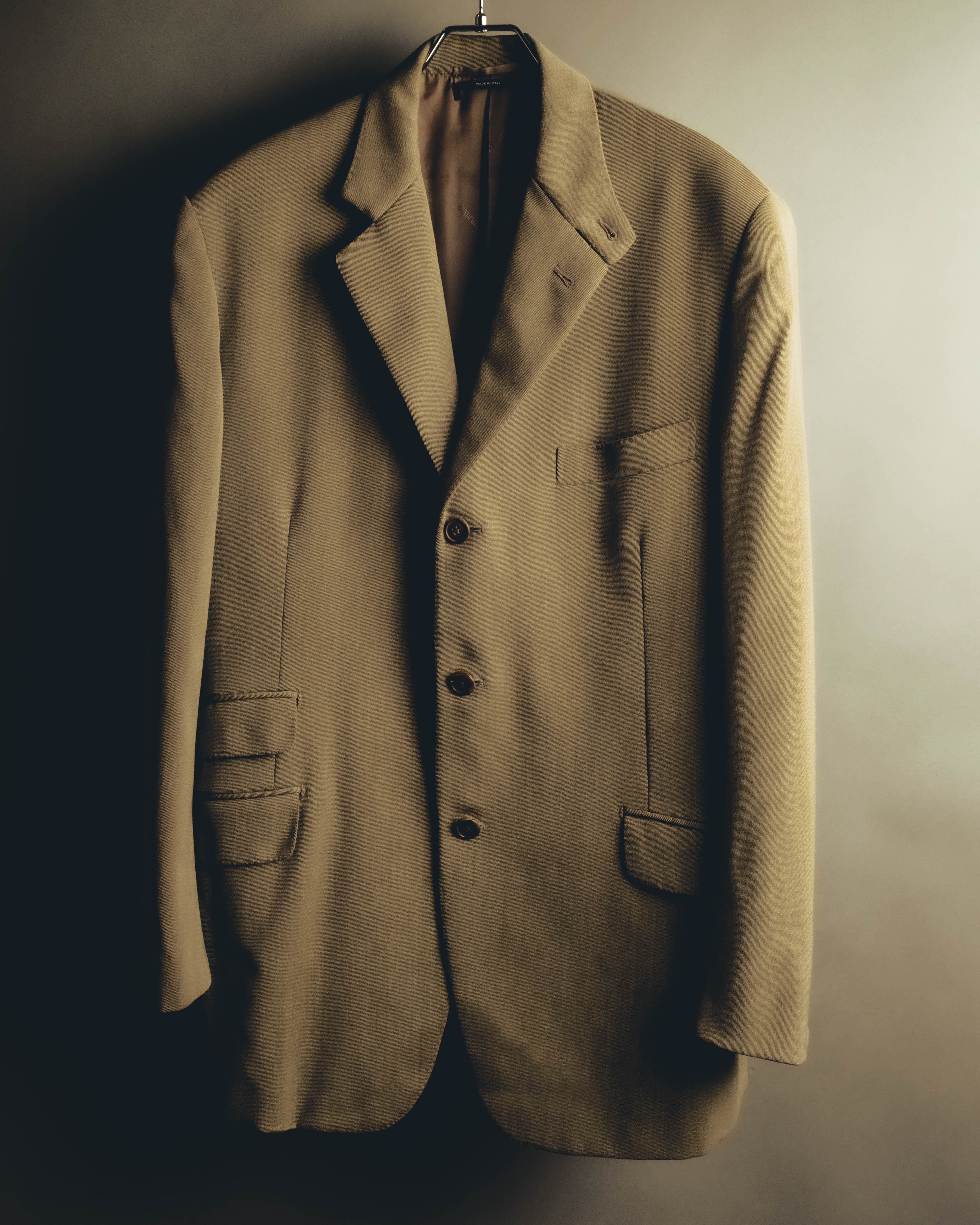 -SPECIAL- "Hermès" 80's-00's Leather collar tailored blazer