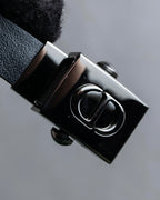 "Christian Dior" Silver stud detail narrow leather belt