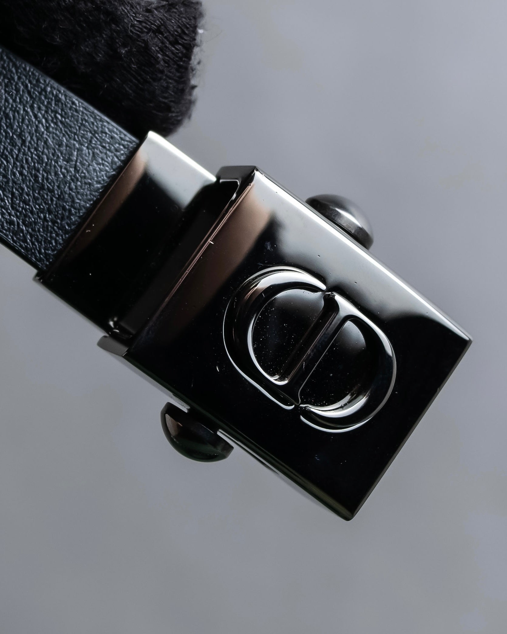 "Christian Dior" Silver stud detail narrow leather belt