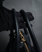 “Salvatore Ferragamo” 2000’s Pebbled leather turn lock bag