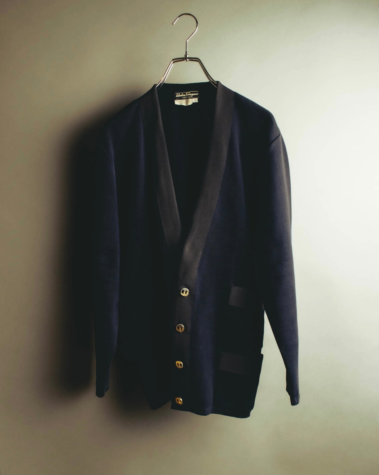 "Salvatore Ferragamo" 80's-90's Elegant cotton knit cardigan