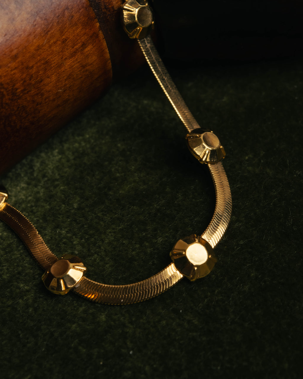 "Christian Dior" 90's-00's Fluted gold tone chain anklet
